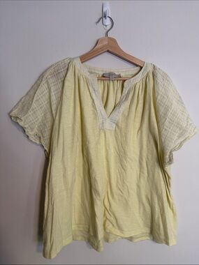 LOFT Pale Yellow Short-Sleeve Peasant Blouse